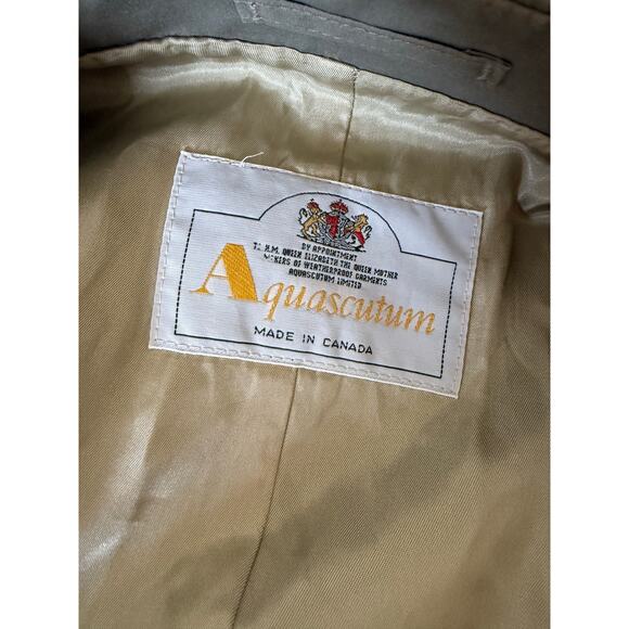 Vintage Aquascutum Men's Aqua 5 Olive Green Trench Coat Size 42S - Picture 5 of 7